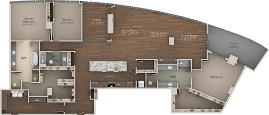 the floor plan for a two bedroom apartment at The LVL 29