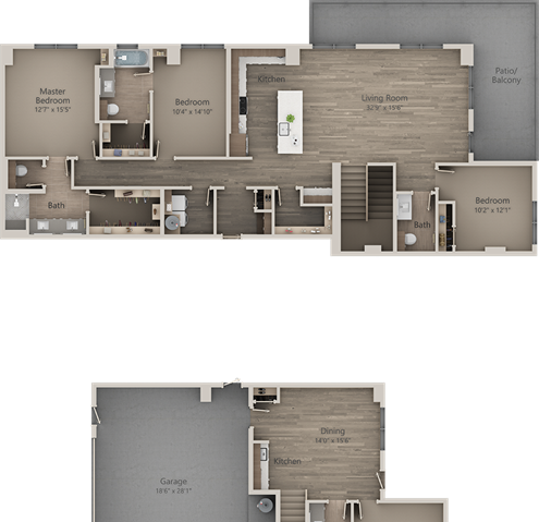 the floor plan for a two story home at The LVL 29