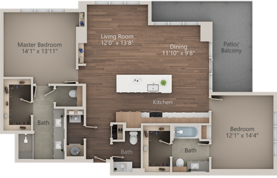 the floor plan for a two bedroom apartment at The LVL 29